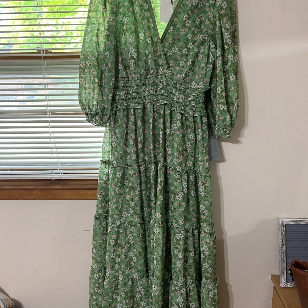 Floral Green Maxi Dress